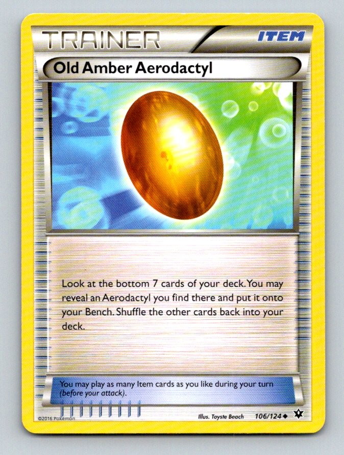 Old Amber Aerodactyl 106/124 Uncommon Fates Collide Pokemon Lightly Played