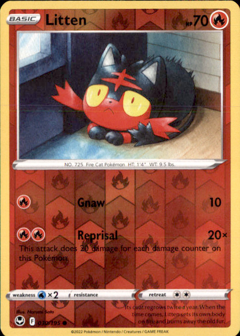 Litten Reverse Holo Common SWSH12: Silver Tempest 030/195 NM Narumi Sato 2022