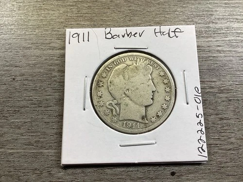 1911 Barber 90% Silver Half-Dollar in Fine Condition 122225 01e