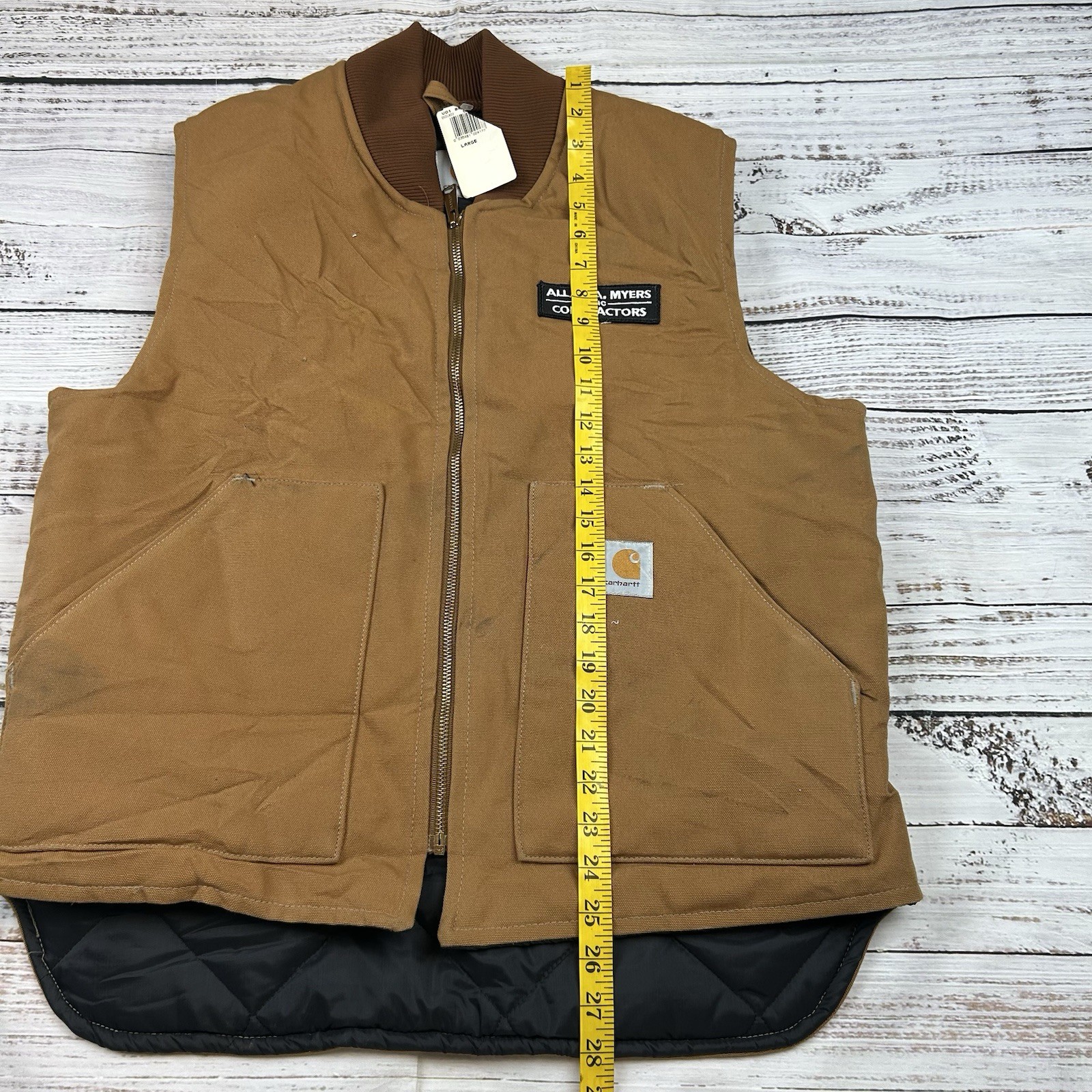 NWT VTG Carhartt Vest Mens Large Quilted Canvas 90s V01 BRN USA Union Flaws image 2