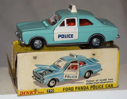 Vintage Dinky No. 270 Ford Panda Police Car Blue Diecast in Original Box