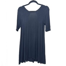 We The Free People Black Tunic Top Womens S Short Sleeve Keyhole Back bohemian