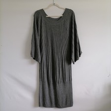 H&M Womens Gray Short Sleeve Ribbed Knit One Piece Style Sweater Dress Size L