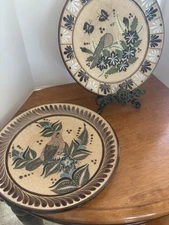 Tonala /2/Mexican Folk Art /Pottery Plate /Wall Hanging /Netzi Flowers