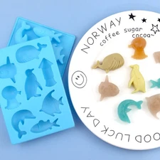 3pcs 8-line ocean world bio silicone chocolate mold baking tool