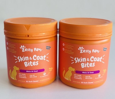 Zesty Paws Skin & Coat Bites Fish Oil Support 2 Packs Bundle Exp. 01/2027