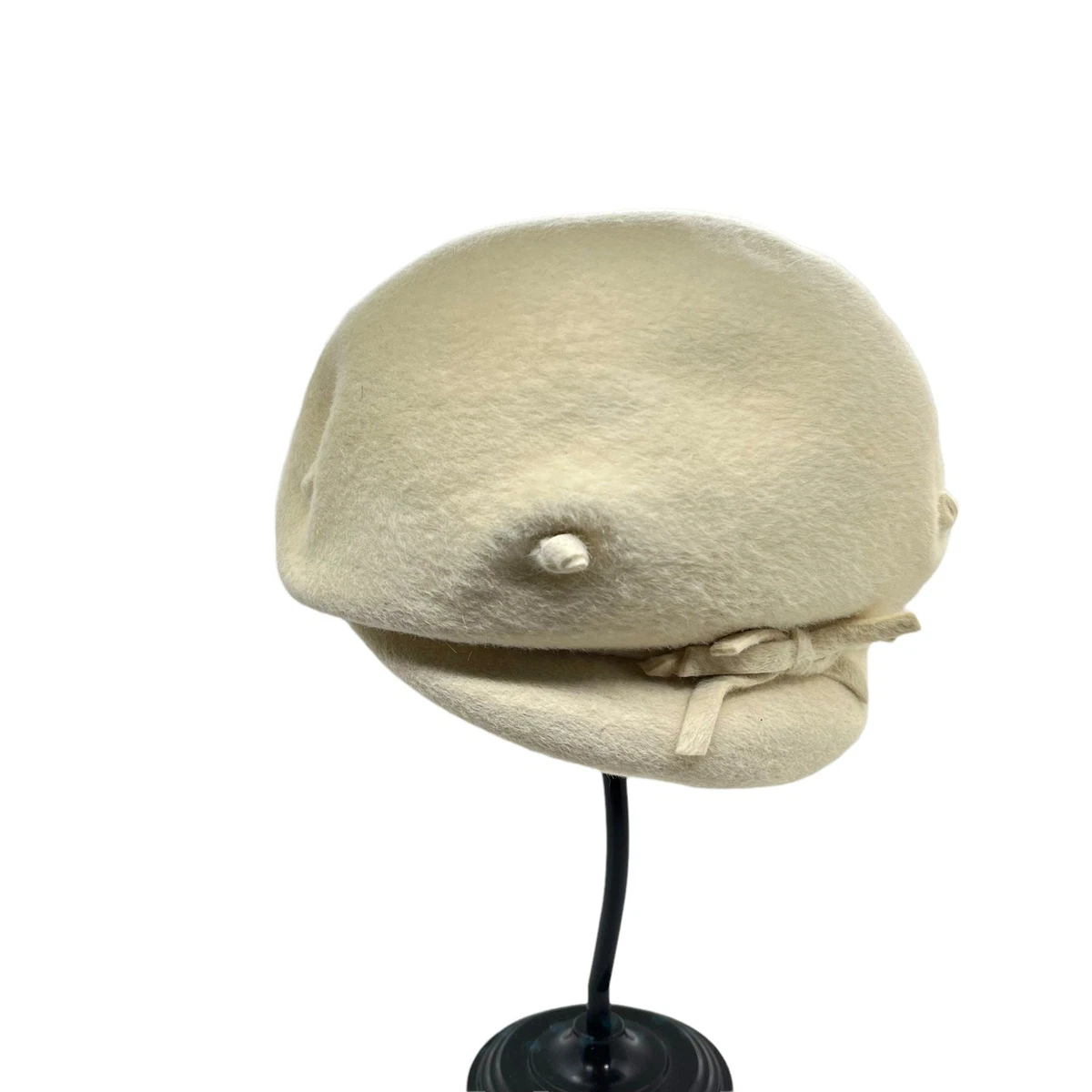 Beaver Fur Cap Hat Mushroom Cream Made in USA & Italy Midcentury Women SZ 7 Ladies Beaver Full Fur Russian Hat | Beaver Hats  main image 2