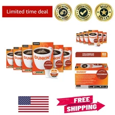 Dunkin' Medium Roast Colombian Coffee - 60 Count K-Cup Pods for Home Brewing