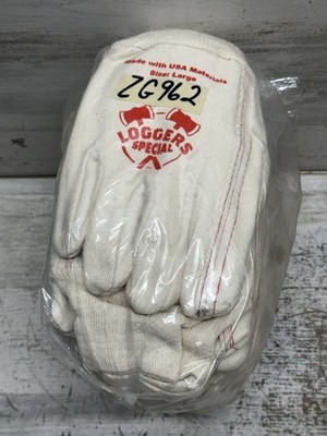12 PAIRS - LOGGER 100% COTTON INDUSTRIAL CANVAS PROTECTIVE SAFETY WORK GLOVES L
