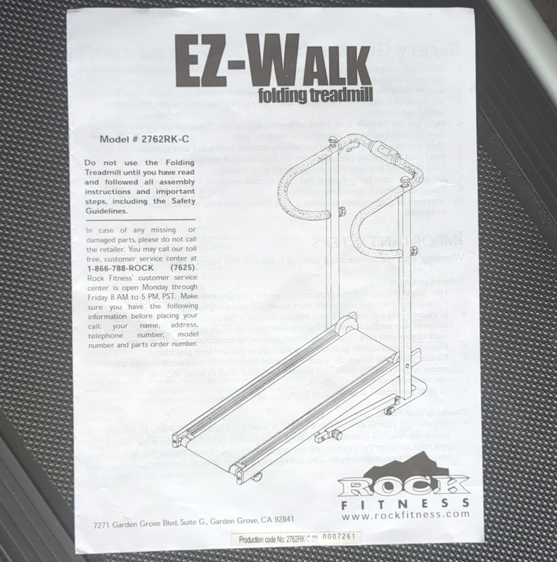 ROCK Fitness EZ-Walk Manual Folding Compact Treadmill Gray/Black 2762RK-C