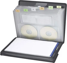 Poly Pro Series II Pad Folio, 7-Pocket Expanding File, Letter Size, Black (85830