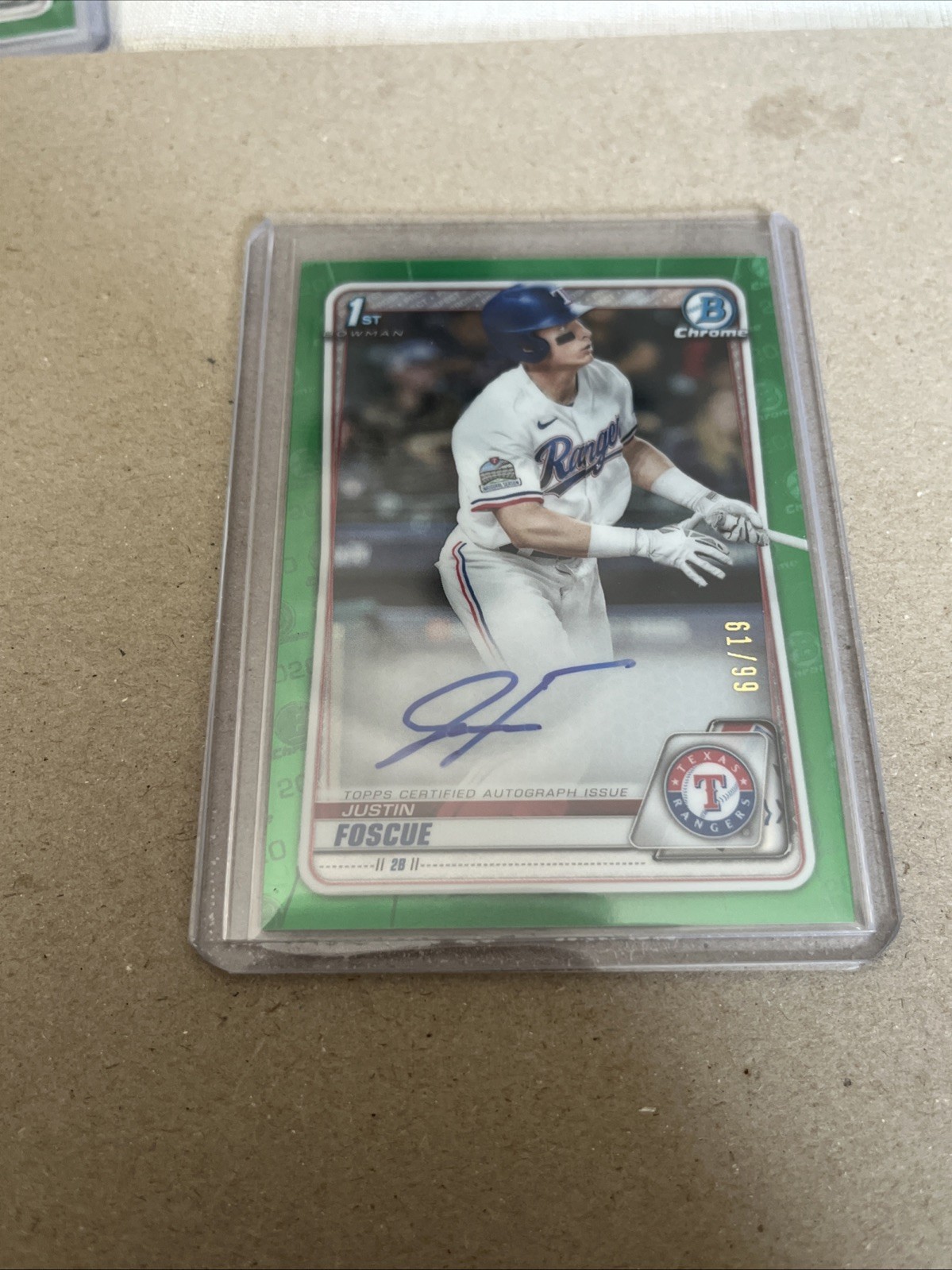 2020 Bowman Chrome Draft Justin Foscue Auto Green 61/99