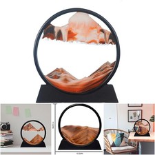 Round Glass 3D Deep Sea Landscape Sand Art Picture 12 Inch Orange Flowing