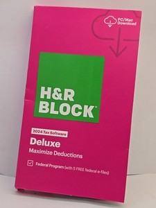 H&R Block Tax Software Deluxe 2024 federal only PC/Mac (Key Card in the Box)