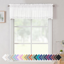 Aiyufneg Sheer Window Valance Curtains, Light 40"W x 14"L Pack of 2 White