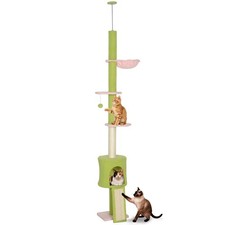 PawHut Floor to Ceiling Cat Tree Adjustable Height 220-240 cm Cat Tower