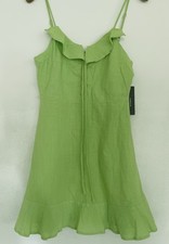 Lulus Here To Dance Lime Green Lace Up Mini Dress S Ruffle Beach Coquette Girl