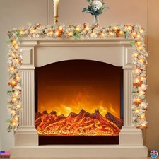 9Ft Lighted Fall Garland with 50 White Bulbs Thanksgiving Halloween Decor