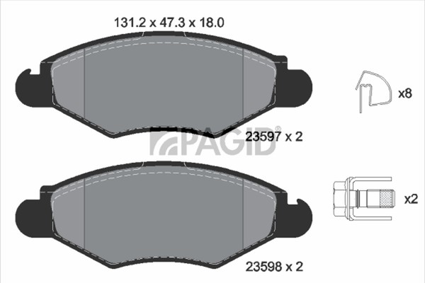 Pagid Bremsbelagsatz Scheibenbremse T1245N FüR Peugeot 206 2A SW 2E Van LPG CNG-image