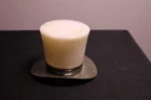 Art Deco Milk Glass Candy Container w Metal Hat Base c1930 Vintage Vanity Jar