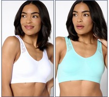 Anybody Intimates Seamless Lounge Bra with Lycra 2 Pack Aqua/White S New