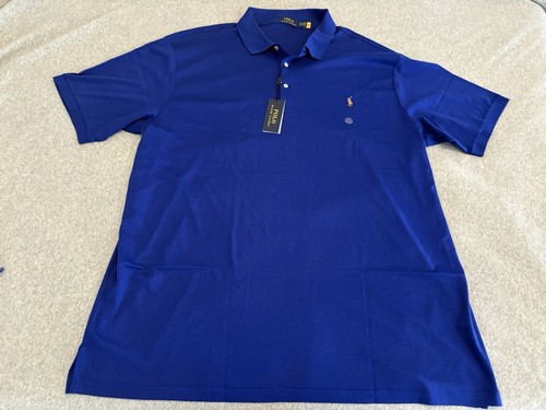 Polo Ralph Lauren einfarbiges blaues kurzärmliges Hemd mit Pony Soft Touch Herren 3XLT neu mit Etikett