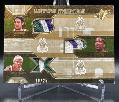 2007 SPx Michael Redd Andrew Bogut Villanueva BUCKS PRIME 4c GAME USED PATCH /25