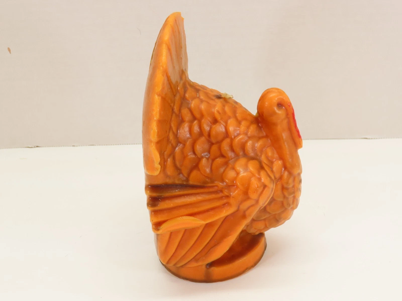 Gurley Turkey Wax Candle Thanksgiving Figurine Orange Vintage Large  6.5"H D2719 image 4