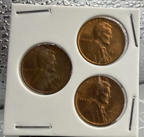 1940 P D S AU/BU 3-Coin Lincoln Wheat Cent PDS Set