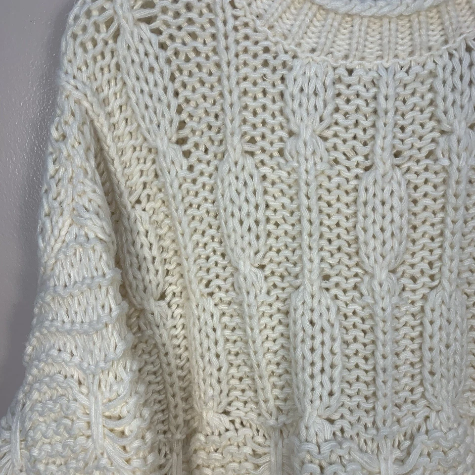 Suéter holgado tejido con cable grueso ZARA crema talla L Foto 4 de 4