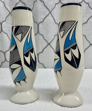 Vintage Lot Of 2 Acoma Signed Merl Atencio Vases