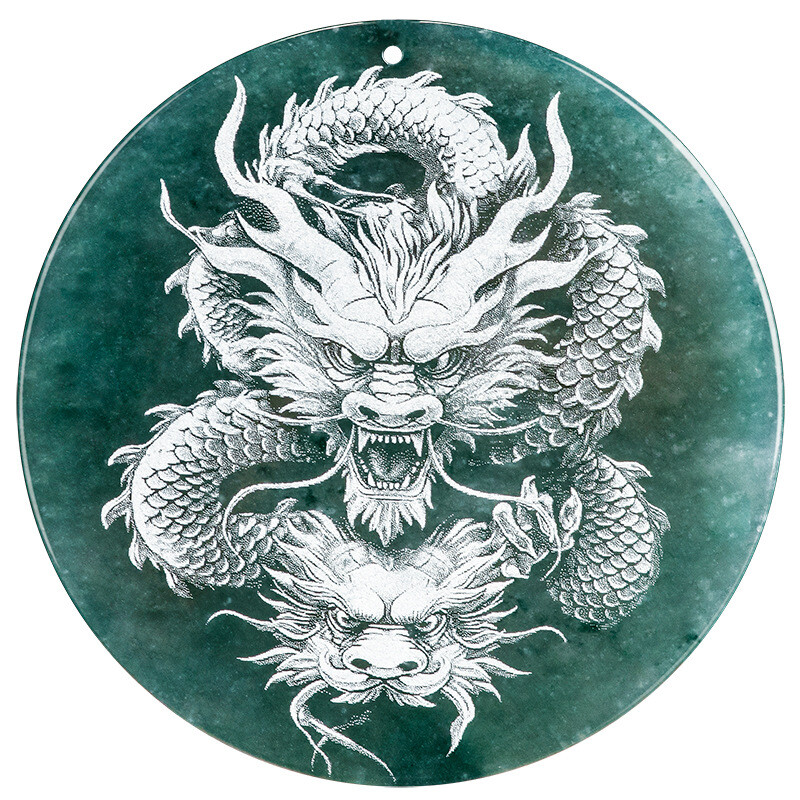 Certified Natural Burma Jade Blue Water Dragon King Ice Pendant Sculpture