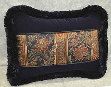 Pillow made w Ralph Lauren Norris Floral Stripe Paisley Blue  Velvet Fabric
