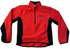 Vintage Polaris Full 1/4 Zip Polar Fleece Jacket Mens Medium Red Black Polartec