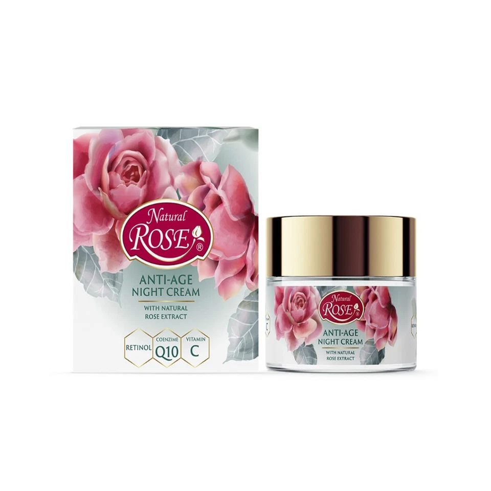 ARSY COSMETICS Natural Rose anti age Nachtcreme mit Rosenöl, retinol, coenzyme Q10 & Vitamin C