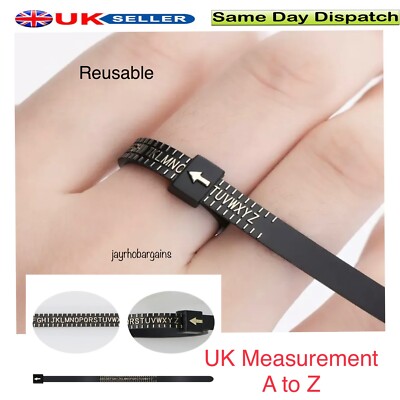 UK Ring Sizer Stick & Mandrel - Solid Metal Finger Gauge For Accurate British Sizing Cadoline - Foto 8