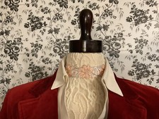 Peach Color Silver Beaded Lace Flower Choker Victorian style New