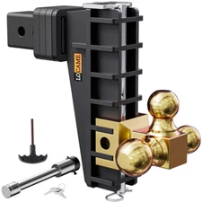 2.5'' Receiver Trailer Hitch 8'' Drop Hitch Adjustable Tril-ball Mount 18500 Lbs