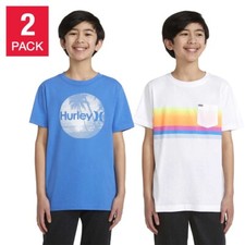 Boy's Hurley 2 Pack Graphic Tee Shirts Blue White Large 14 - 16