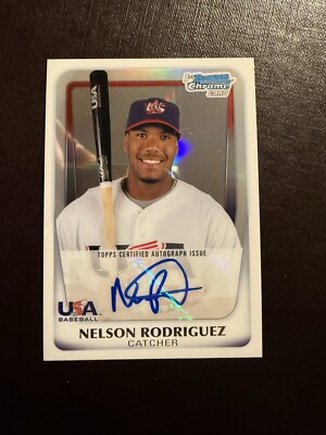 2011 Bowman Draft Chrome Refractor /417 Auto USA 18U Team Nelson Rodriguez