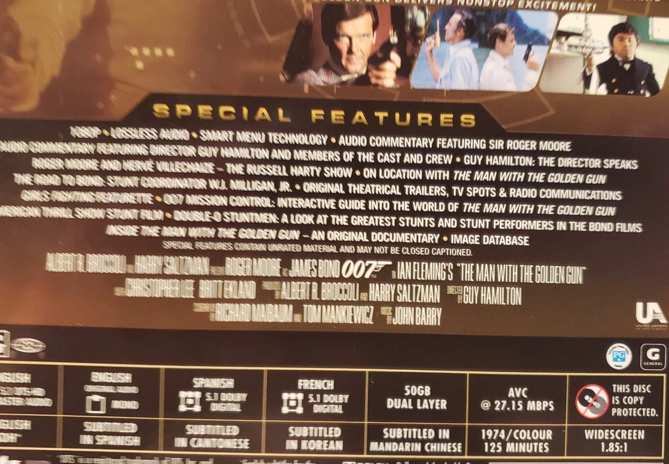 The Man with the Golden Gun James Bond 007 Roger Moore Blu-ray Like New - Image 4 of 4