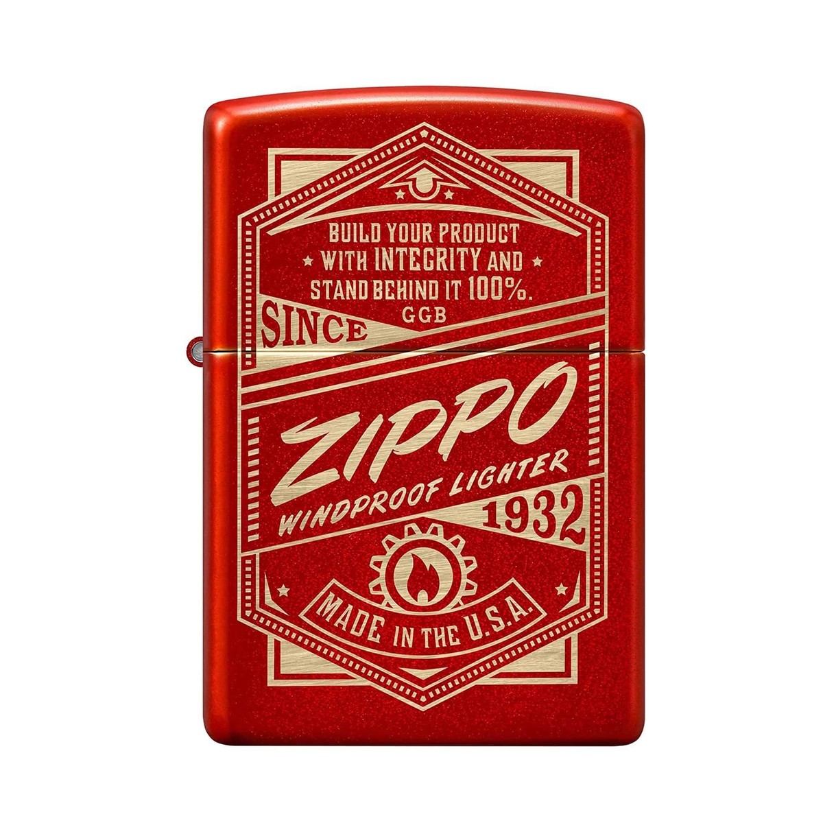 Zippo Pocket Lighter Metallic Red It Works Design Brass