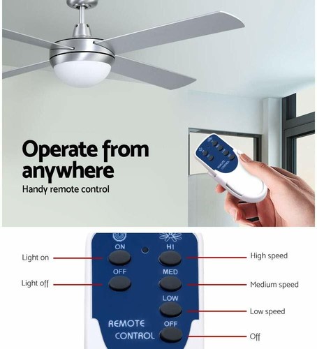 52" Ceiling Fan w/ Light Remote Control Fans 1300mm 4 Blades Home Office Modern - Picture 2 of 24