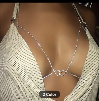 Golden Sparkle Bra Body Bracelet Queen Bling Sexy Stand Out Over Bathing suit