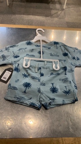 Baby Boy's Blue Long Sleeve Pajama Set with Jungle Animal Print - Picture 3 of 3