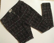 FREE PEOPLE Multi Color print Dk.Gray Skinny Jean Size 25 low rise ankle stretch