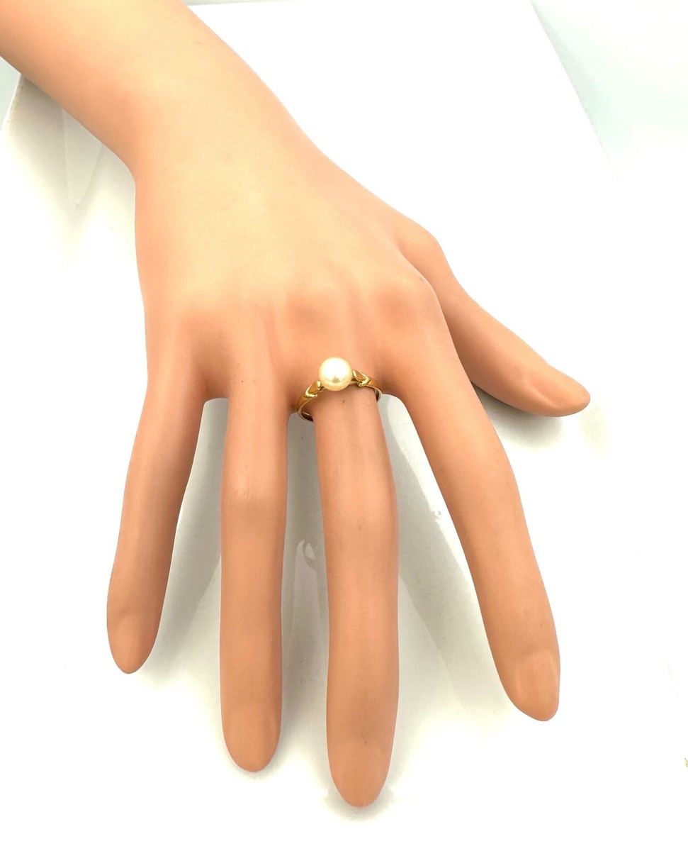 Bague En Or 18 Carats Avec Perle - Poids 1,52 G, Taille 55, Style Cocktail - Occasion, Origine France
