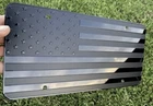 American Flag License Plate Matte Black USA Aluminum Tactical With Screws & Caps