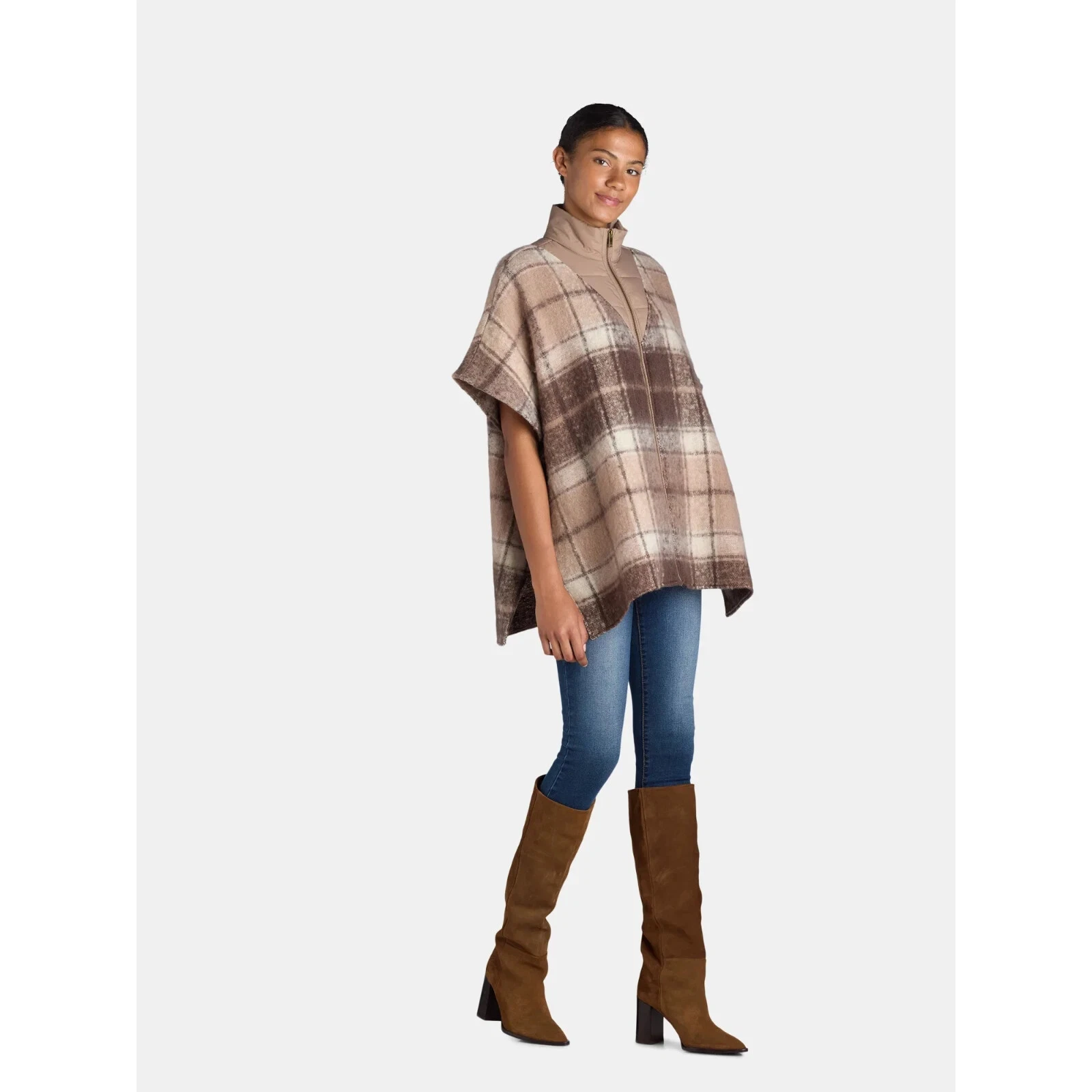 TIME AND TRU - SIZE: S/M - Plaid Fashion Cover-Up Relaxed Fit Poncho - NEW!