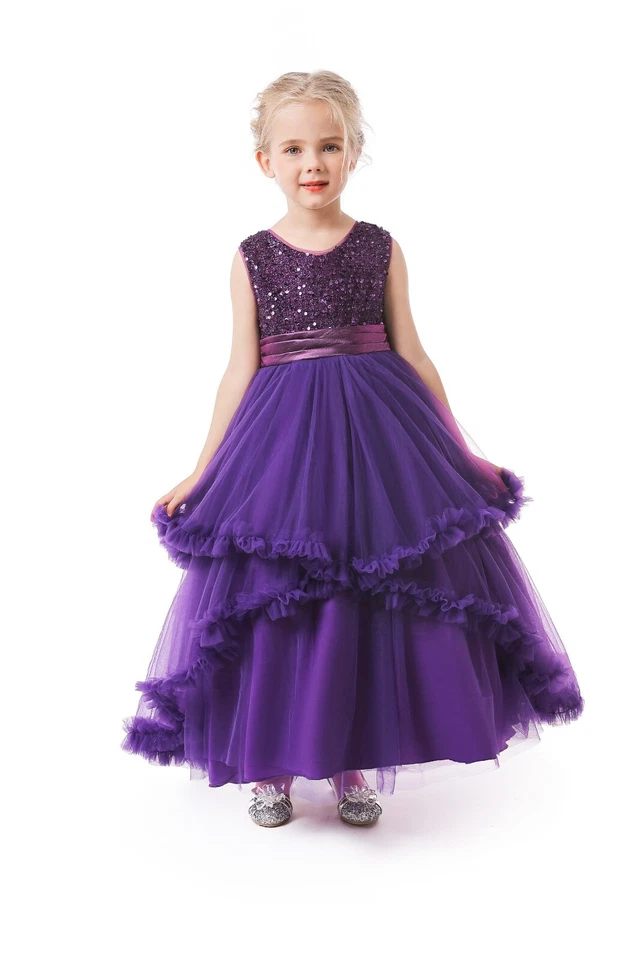 ELSA & ANNA® Girl Formal Ball Gown Wedding Bridesmaid Prom Party Dress XA2022-2 - Image 3 of 4